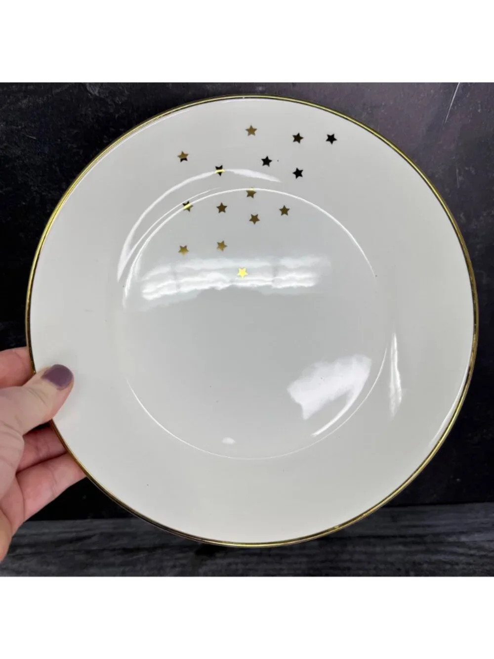 Vintage Richard Ginori Manifattura GIN181 Gold & White Stars Gold Trim Soup Bowl